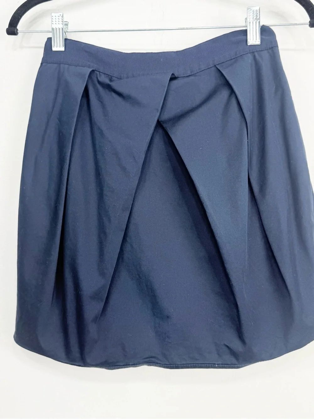 J Crew Navy Blue Cross Pleated Bubble hem Mini Skirt